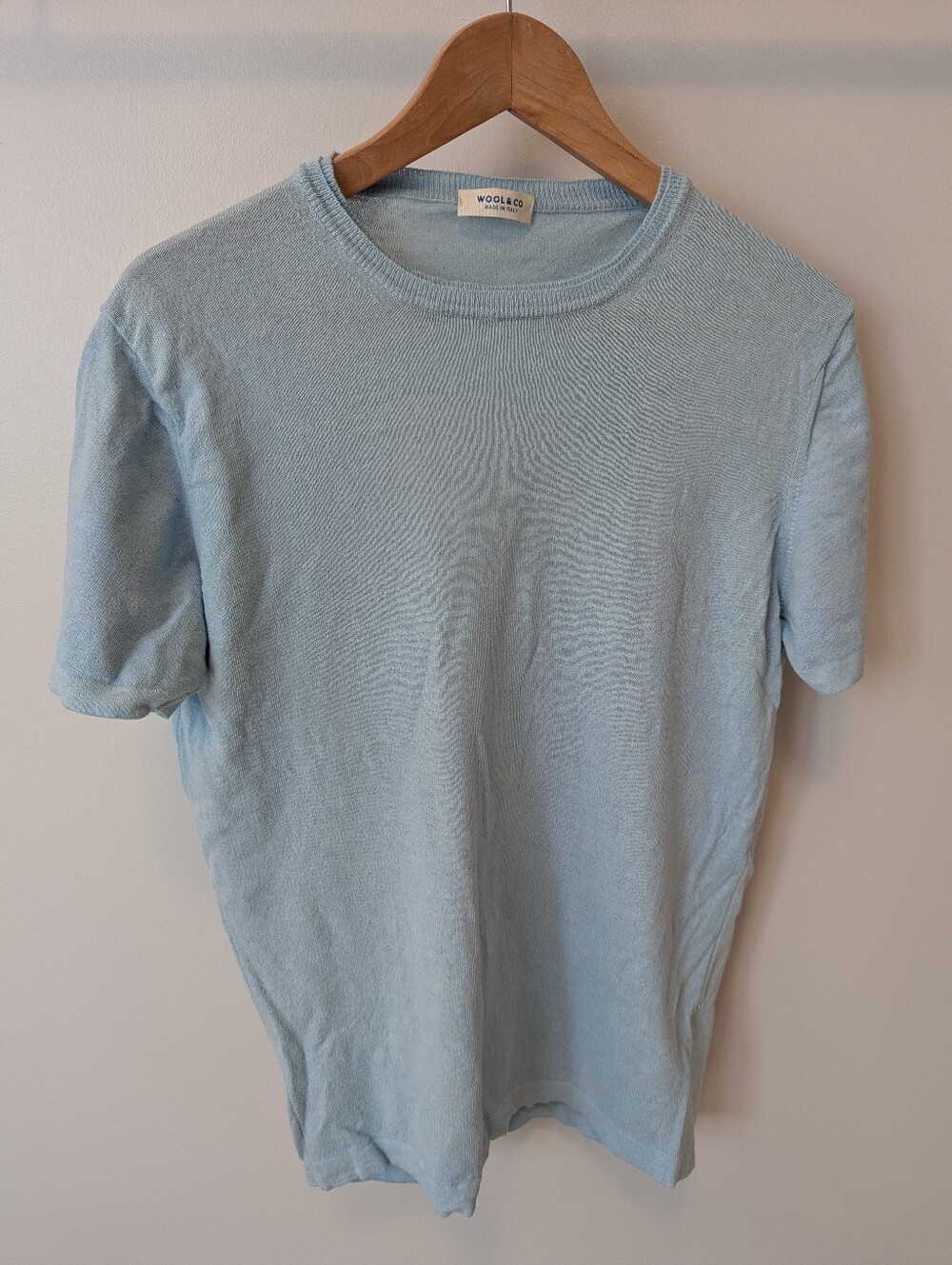 Men's Light Blue Crew Neck Shirt - Made In Italy